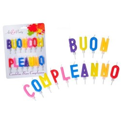 GROSSISTA SET CANDELE LETTERE BUON COMPLEANNO