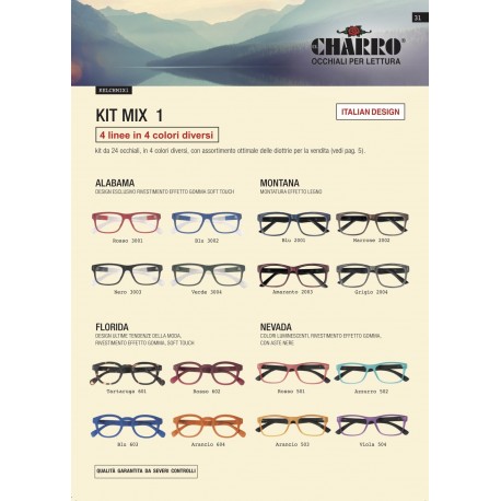 Grossista KIT MIX 1 da 24 occhiali in 4 colori diversi