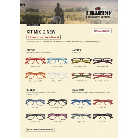 Grossista KIT MIX 2 da 24 occhiali in 4 colori diversi