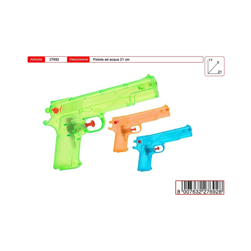 PISTOLA ACQUA 21CM EAN 8007632276928 INGROSSO PISTOLE ACQUA E SPRUZZATORI