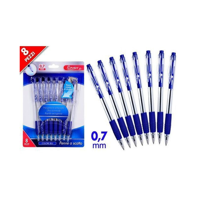 SET 8 PENNE SCATTO BLUE EAN 8032732096138 INGROSSO PENNE PER LA SCUOLA