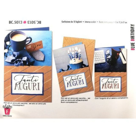 BIGLIETTI BLUE BIRTHDAY C.12 EAN 8001608350131 INGROSSO BIGLIETTI COMPLEANNO