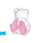 SCATOLA ORSO C/FIOCCO ROSA 7CM EAN 8055329115876 INGROSSO NASTRI E CONTENITORI PER BOMBONIERE
