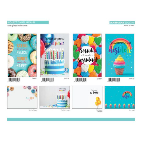 BIGLIETTO AUGURI C/GLITTER C.12 EAN 8003821183107 INGROSSO BIGLIETTI COMPLEANNO
