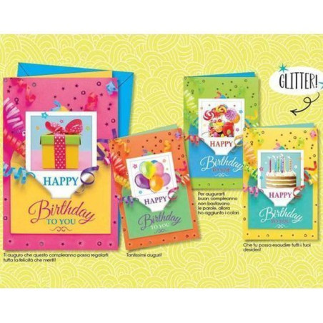 BIGLIETTI COMPLEANNO BC.5368 C.12 EAN 8001608353682 INGROSSO BIGLIETTI COMPLEANNO