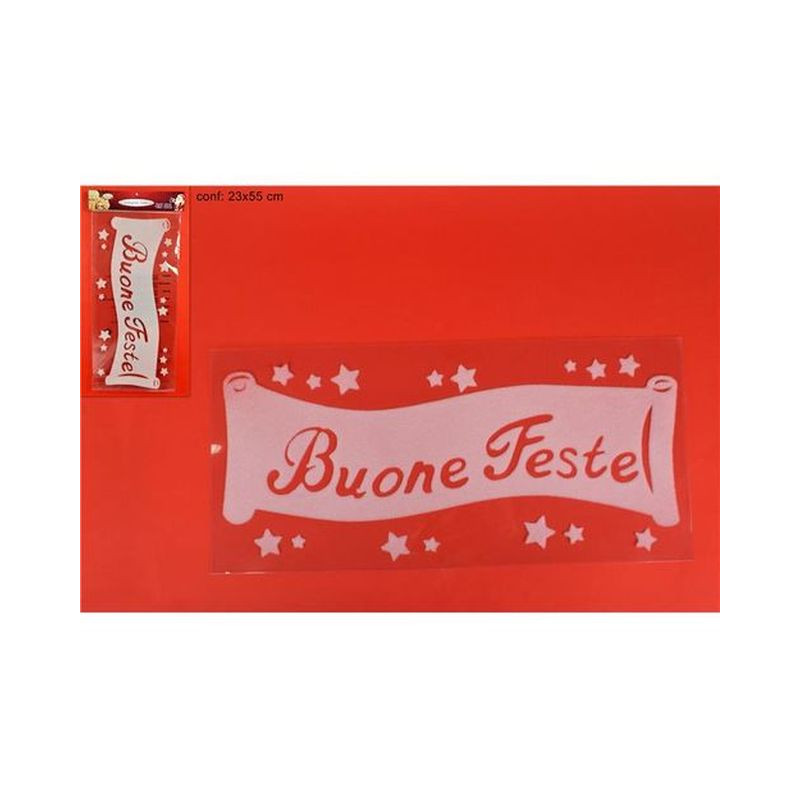 STICKER ADESIVO BUONE FESTE EAN 8033113980855 INGROSSO VETROFANIE