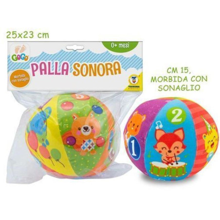 PALLA MORBIDOSA C/SONAGLIO EAN 8017967666615 INGROSSO GIOCHI PRIMA INFANZIA
