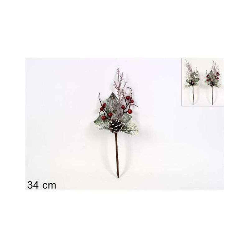RAMO BACCHE E PIGNA 34CM ASS EAN 8033113037702 INGROSSO FIORI FINTI NATALIZI
