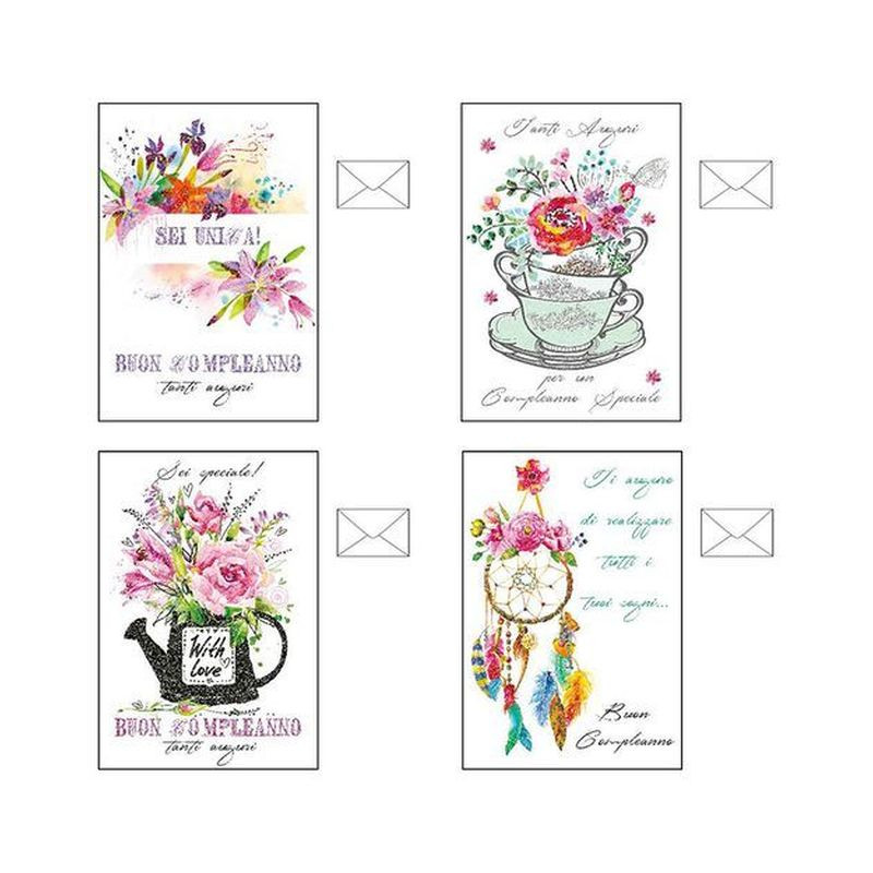 BIGLIETTI COMPLEANNO FIORI ASS. C.12 EAN 8009162293260 INGROSSO BIGLIETTI COMPLEANNO
