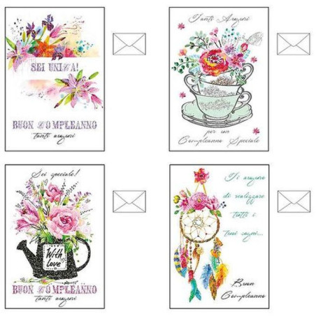 BIGLIETTI COMPLEANNO FIORI ASS. C.12 EAN 8009162293260 INGROSSO BIGLIETTI COMPLEANNO