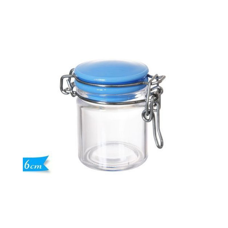 SCATOLA C/TAPPO ERMETICO AZZURRO 6CM EAN 8055329116071 INGROSSO NASTRI E CONTENITORI PER BOMBONIERE