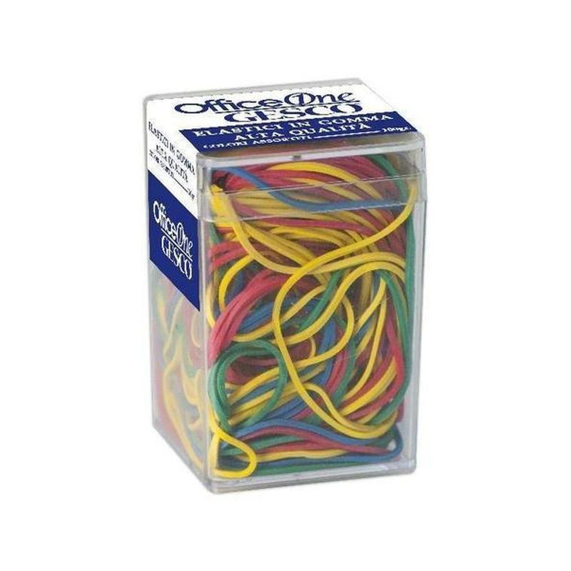 ELASTICI BARATTOLO 100 GR COL.ASS.TI EAN 8023650935807 INGROSSO ACCESSORI UFFICIO