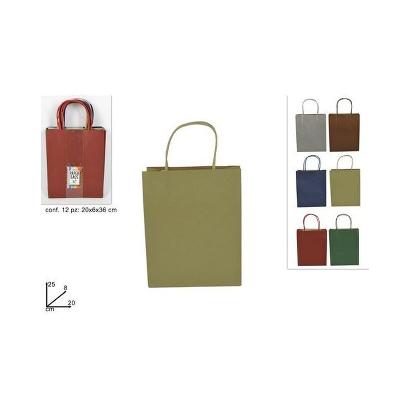 BUSTA REGALO CARTA 6COL SCURI 25X8X20 EAN 8034048481523 INGROSSO SACCHETTI E SHOPPER REGALO