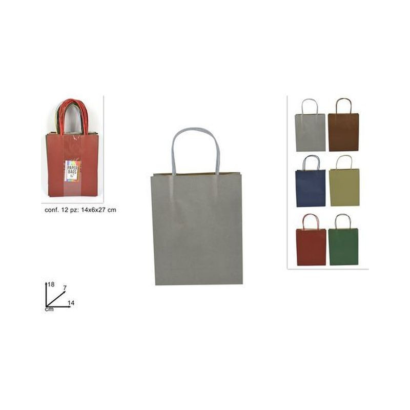 BUSTA REGALO CARTA 6COL SCURI 18X7X14 EAN 8034048481509 INGROSSO SACCHETTI E SHOPPER REGALO