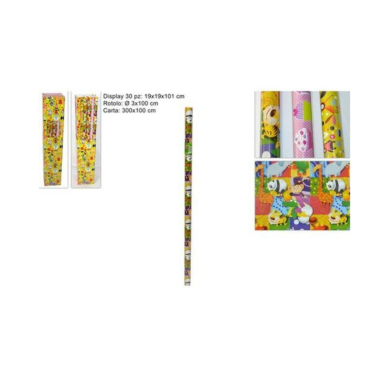 ROTOLO CARTA REGALO BAMBINI ASS 100X300 EAN 8436020252440 INGROSSO SACCHETTI E SHOPPER REGALO