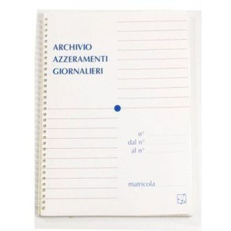 CARTELLA ARCHIVIO AZZERAMENTI GIORNALIER EAN 8029221570750 INGROSSO MODULI E SCHEDE
