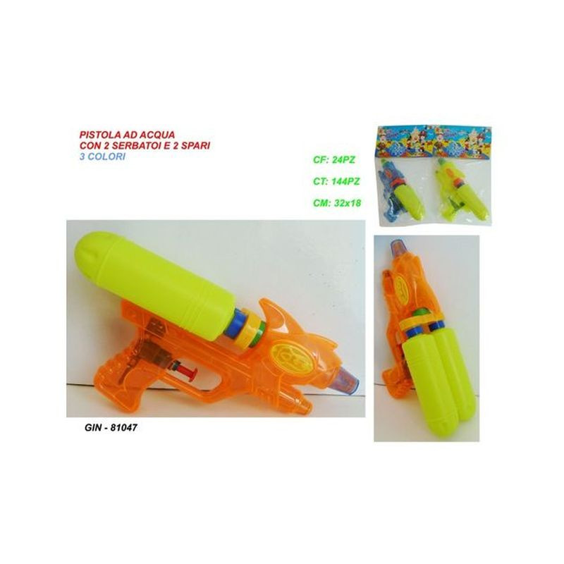 PISTOLA AD ACQUA C/2 SERBATOI 2 SPARI EAN 8057438023073 INGROSSO PISTOLE ACQUA E SPRUZZATORI