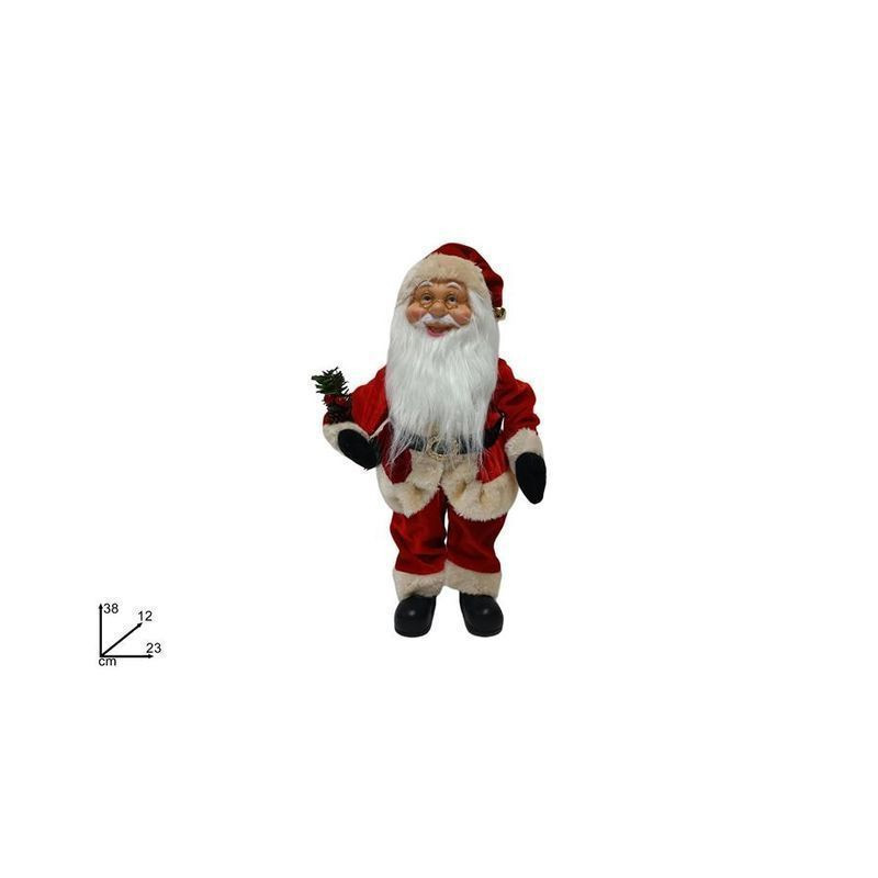 BABBO NATALE CON RAMI E PIGNA 38CM EAN 8053482164267 INGROSSO PUPAZZI E GNOMI NATALIZI