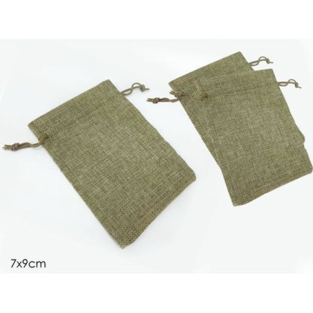 SET 3 SACCHETTI 7X9CM IUTA NATURALE EAN 8015361182816 INGROSSO SACCHETTI E SHOPPER NATALIZI