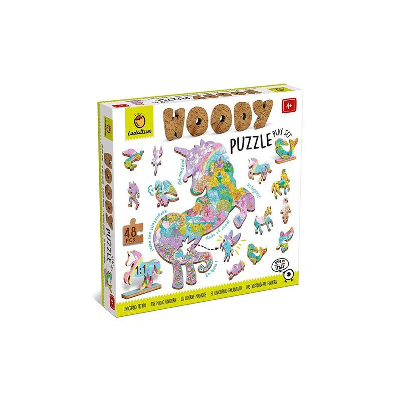 LUDATTICA WOODY PUZZLE - UNICORNI EAN 8057158621269 INGROSSO PUZZLE CLASSICI