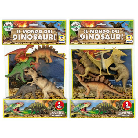 DINOSAURI RIGIDI 5PZ - GEO NATURE EAN 8017967742067 INGROSSO BUSTE ANIMALI GIOCATTOLO