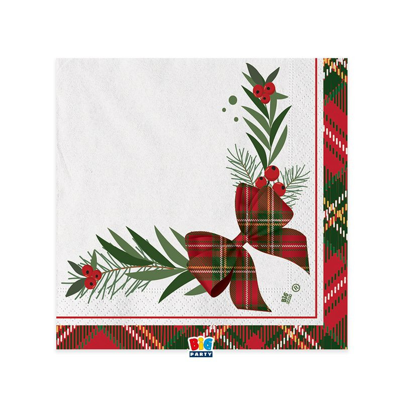 TOVAGLIOLI 33X33 PZ.20 TARTAN HOLLY EAN 8020834754636 INGROSSO TOVAGLIOLI NATALIZI