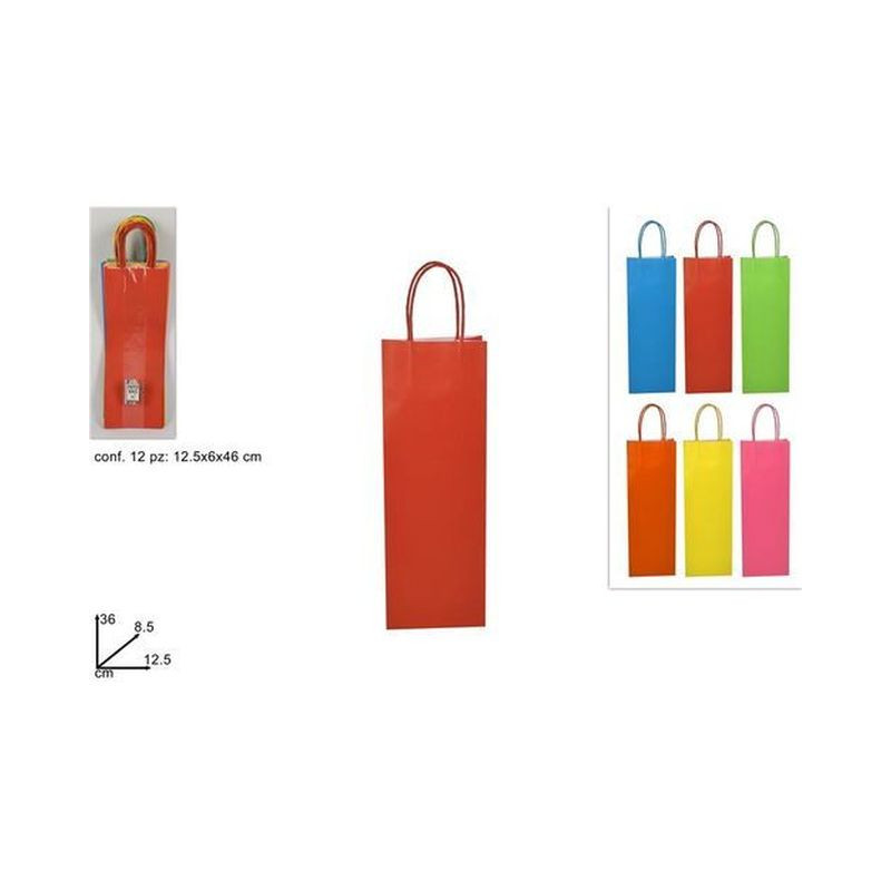 BUSTA REGALO CARTA 6COL 36X8.5X12.5 EAN 8034048481370 INGROSSO SACCHETTI E SHOPPER NATALIZI