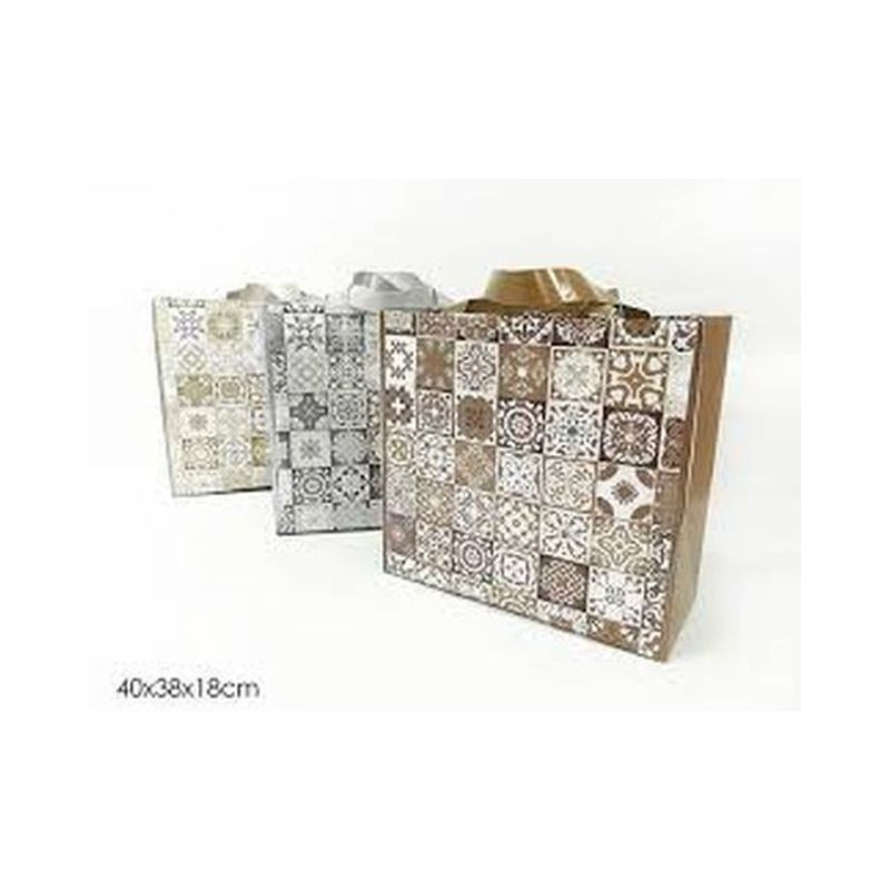 BUSTA SPESA 40X38X18CM MAIOLICA 3ASS EAN 8015361107444 INGROSSO SACCHETTI E SHOPPER NATALIZI