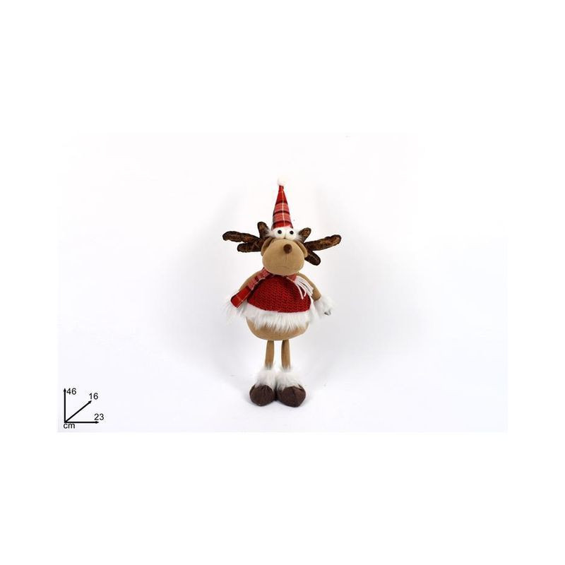 RENNA CAPPELLO&SCIARPA SCOZZESE 46CM EAN 8053482154589 INGROSSO PUPAZZI E GNOMI NATALIZI