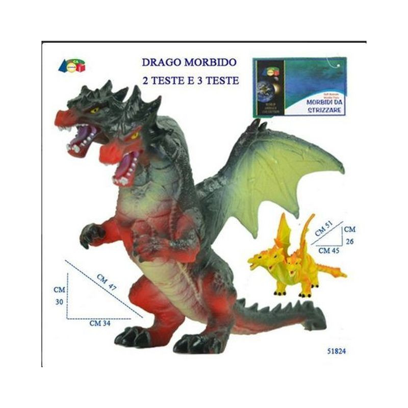 DRAGO MORBIDO 3 TESTE /2 TESTE ASS EAN 8034094800477 INGROSSO ANIMALI GIOCATTOLO