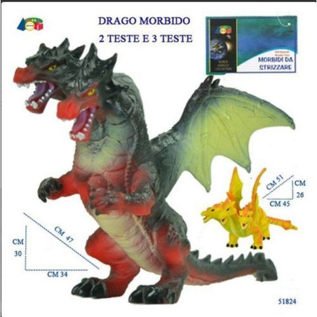 DRAGO MORBIDO 3 TESTE /2 TESTE ASS EAN 8034094800477 INGROSSO ANIMALI GIOCATTOLO