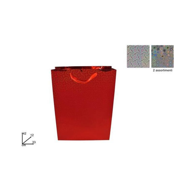 BUSTA REGALO 42X33X12CM ROSSO 2 ASS. EAN 8033113942488 INGROSSO SACCHETTI E SHOPPER NATALIZI