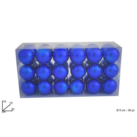 BOX 36 PALLINE 5CM BLU EAN 8033113105227 INGROSSO PALLINE DI NATALE E PUNTALI