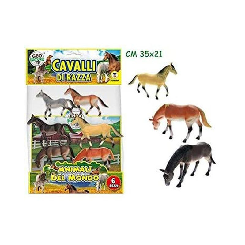 BUSTA GEO NATURE CAVALLI RIGIDI 6PZ EAN 8017967706021 INGROSSO BUSTE ANIMALI GIOCATTOLO