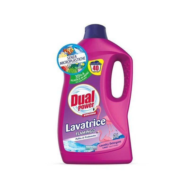 DUAL POWER LAVATRICE 2 LT FLAMINGO - 40 LAV. EAN 8054633837337 INGROSSO DETERSIVI