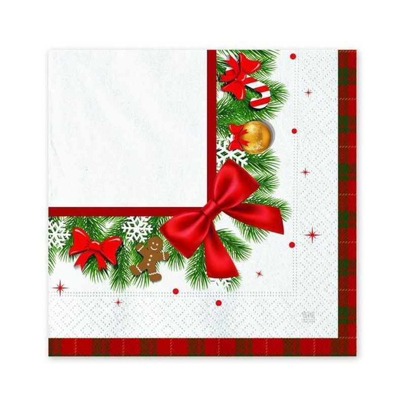 TOVAGLIOLI 33X33 PZ.20 CHRISTMAS KILT EAN 8020834304008 INGROSSO TOVAGLIOLI NATALIZI