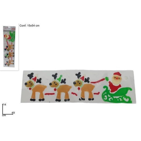 VETROFANIA RENNE C/SLITTA BABBO NATALE EAN 8053482038834 INGROSSO VETROFANIE
