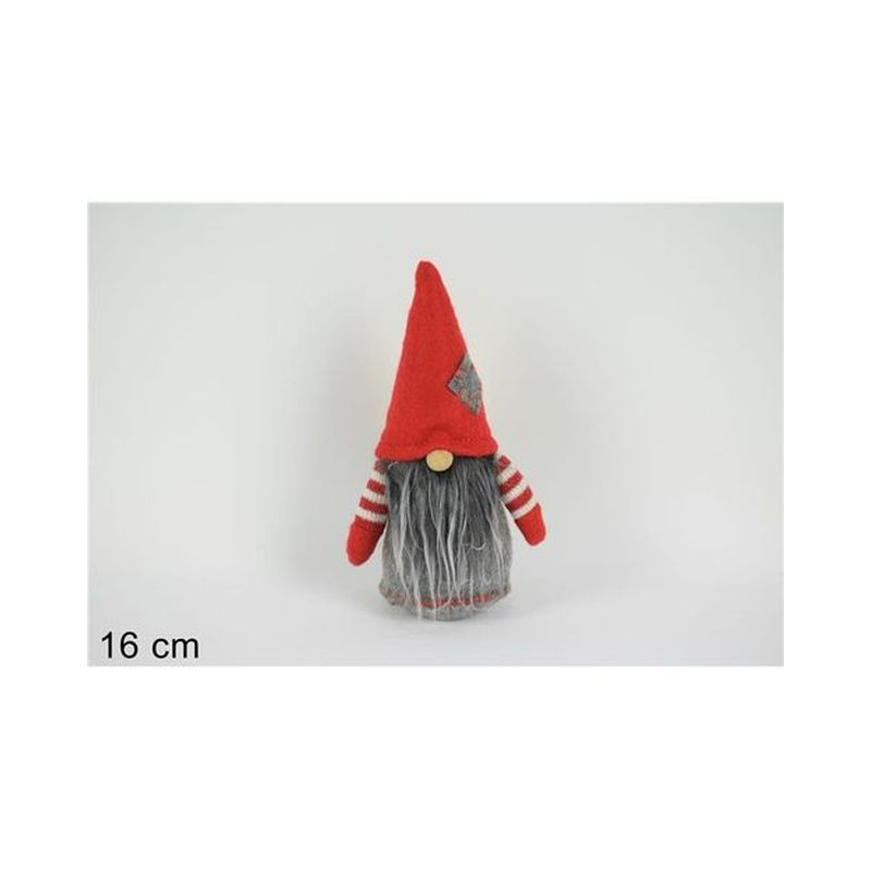 GNOMO DI NATALE GRIGIO CAPPELLO ROSSO EAN 8033113871108 INGROSSO PUPAZZI E GNOMI NATALIZI