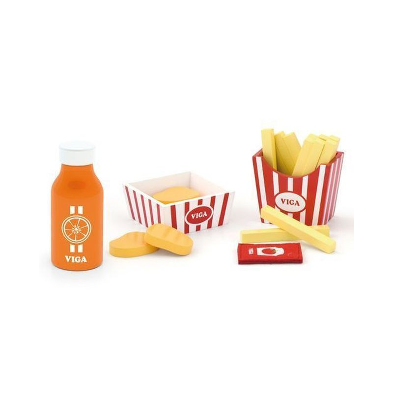 SET FAST FOOD IN LEGNO 28X15.5X5.5CM EAN 6934510516031 INGROSSO GIOCHI IN LEGNO