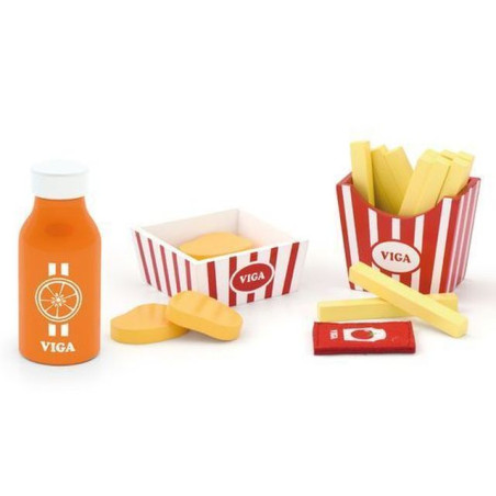SET FAST FOOD IN LEGNO 28X15.5X5.5CM EAN 6934510516031 INGROSSO GIOCHI IN LEGNO