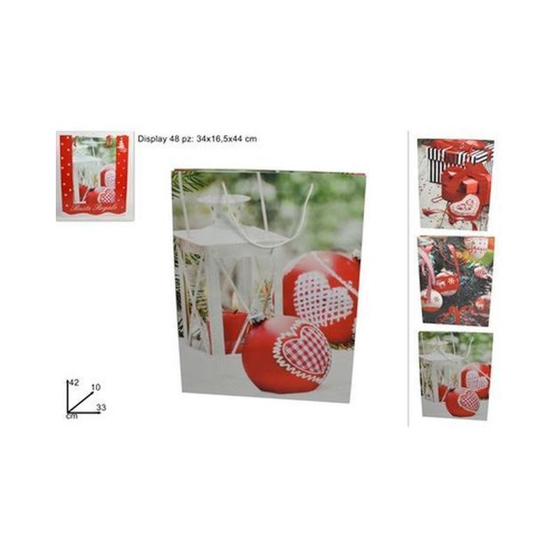 BUSTA REGALO NATALIZIA ASS. 42X33X10CM EAN 8033113545764 INGROSSO SACCHETTI E SHOPPER NATALIZI