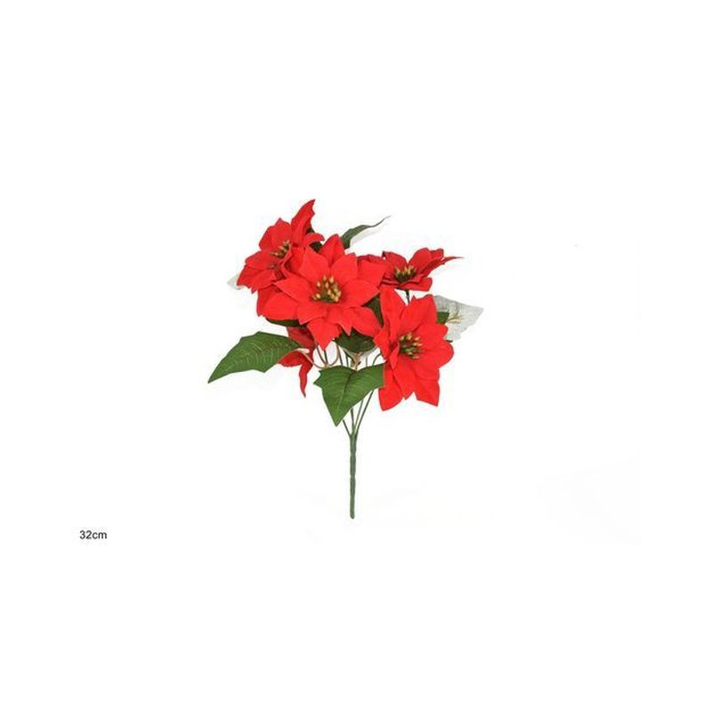 MAZZO 5 STELLE DI NATALE 32CM ART.XY18-8 71 EAN 8033113902895 INGROSSO FIORI FINTI NATALIZI