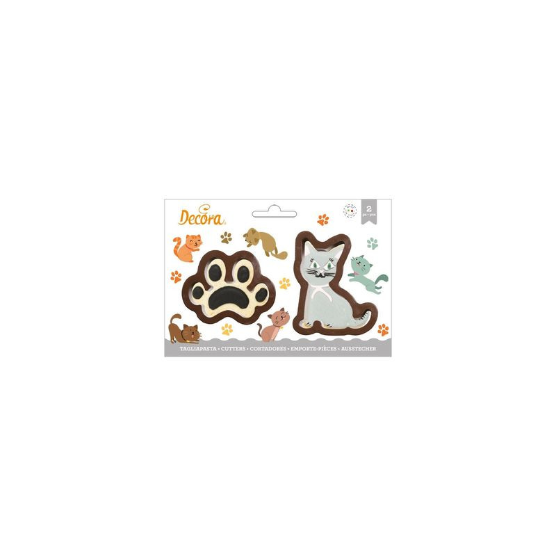 SET 2 TAGLIAPASTA GATTO E IMPRONTA IN PL EAN 8024622069919 INGROSSO UTENSILI PER CUCINA