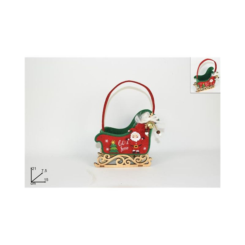 CESTINO FELTRO SLITTA C/CAMPANELLINO JYW B-10 EAN 8033113910739 INGROSSO OGGETTISTICA NATALIZIA