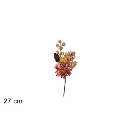 SPILLONE FIORE E BACCHE ROSA 27CM XY2020 -240 EAN 8053482096865 INGROSSO FIORI FINTI NATALIZI