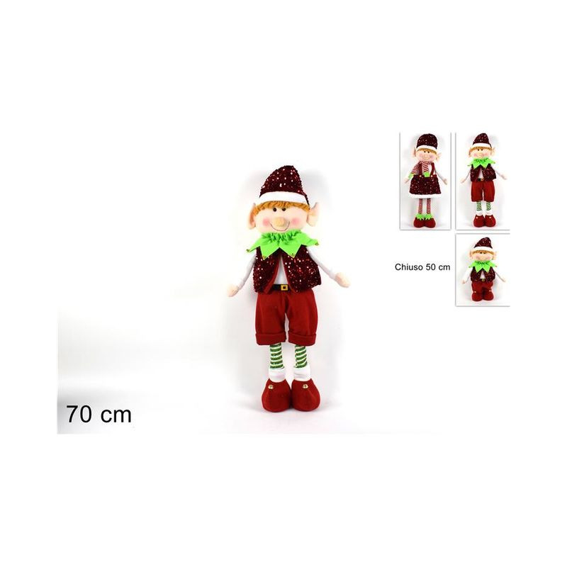 ELFO VESTITO PAILLETTES ESTENS. 50-70 CM 2 ASS