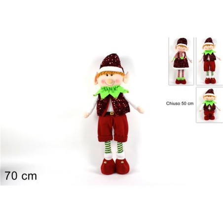ELFO VESTITO PAILLETTES ESTENS. 50-70 CM 2 ASS