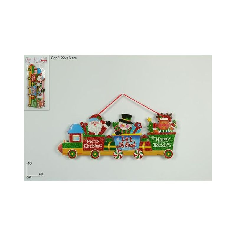 APPENDINO TRENO CARTONCINO 40 CM ART.HH6 812-2 EAN 8033113969331 INGROSSO APPENDINI NATALIZI