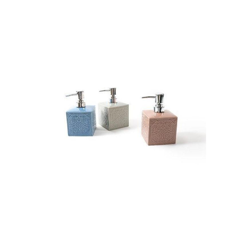 DISPENSER SAPONE 'MOSAIQUE' COL. ASS. 8,5X8,5XH.14,5CM EAN 8034052412018 INGROSSO ACCESSORI BAGNO