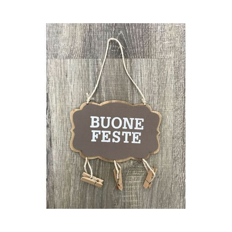 APPENDINO LEGNO BUONE FESTE 14CM 3COL 16 XD75926 EAN 8033113713507 INGROSSO APPENDINI NATALIZI